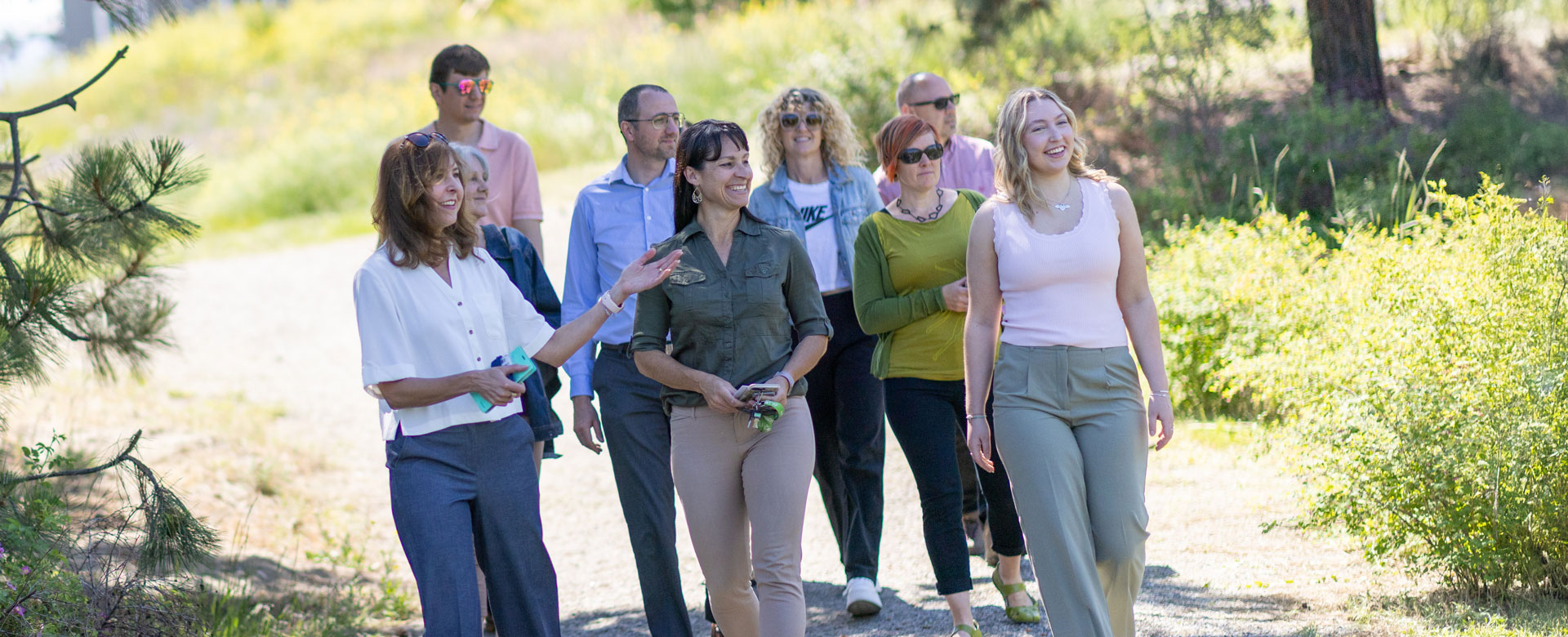 Leanne Bilodeau directing a sustainability tour.